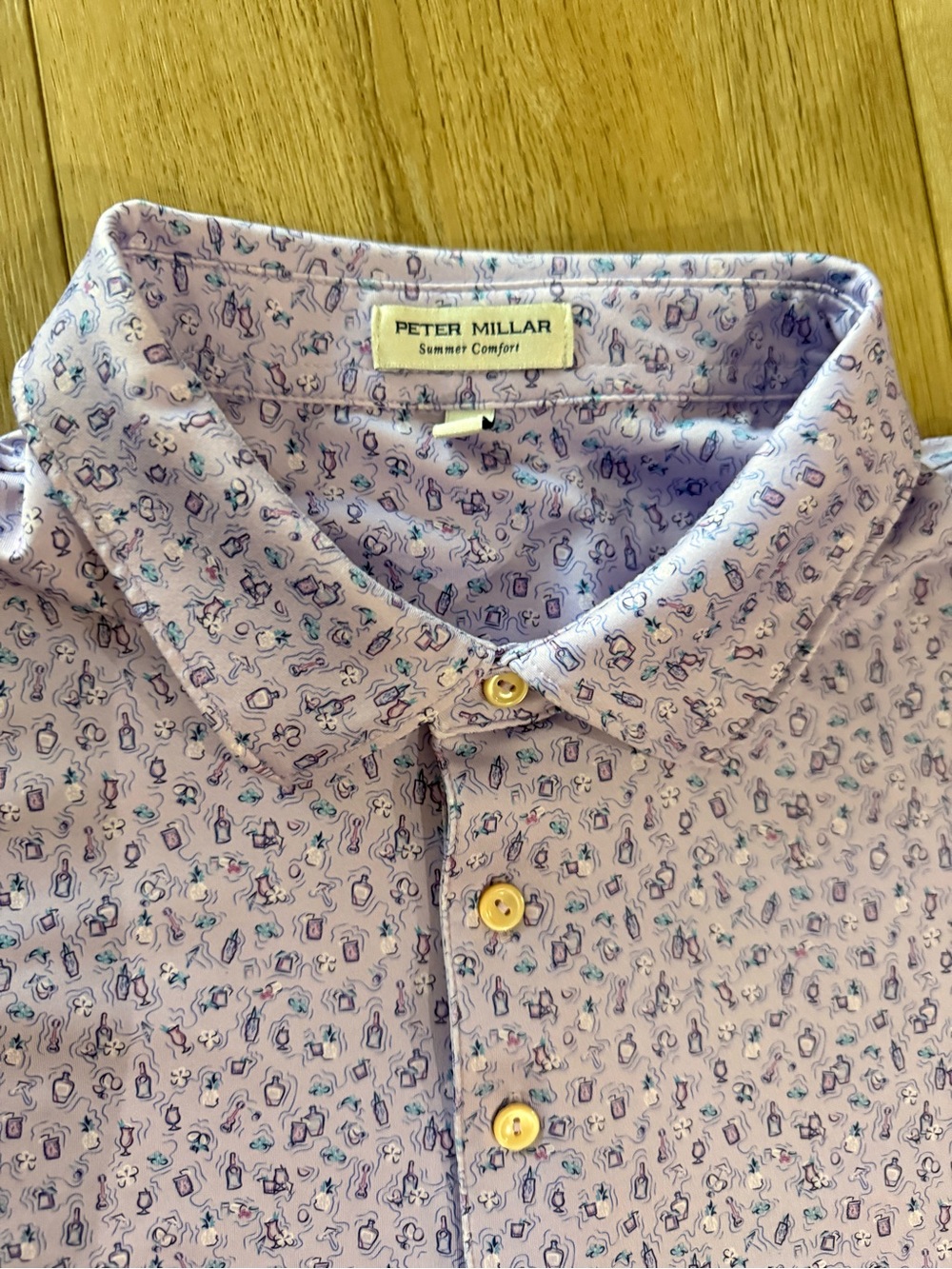 Peter Millar purple patterned polo size xl #146 - Picture 2 of 3